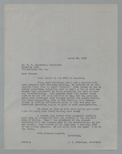 Letter from Kennywood to Woodside Park