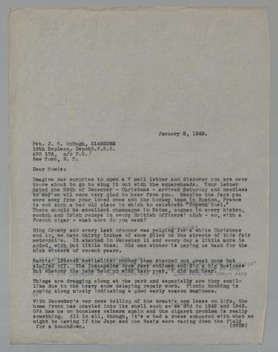 Letter from Kennywood to J.H. McHugh (Howie) (1)