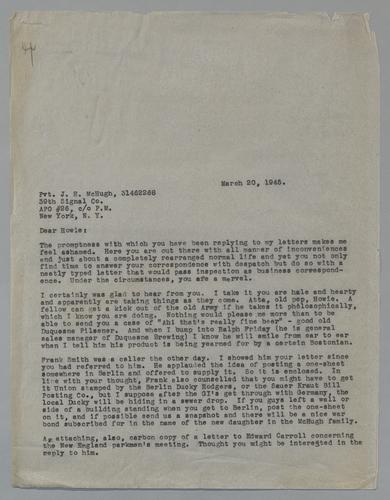 Letter from Kennywood to J.H. McHugh (Howie) (3)