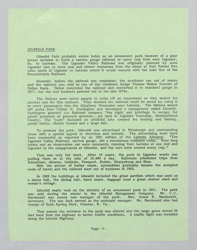 History of Idlewild Park