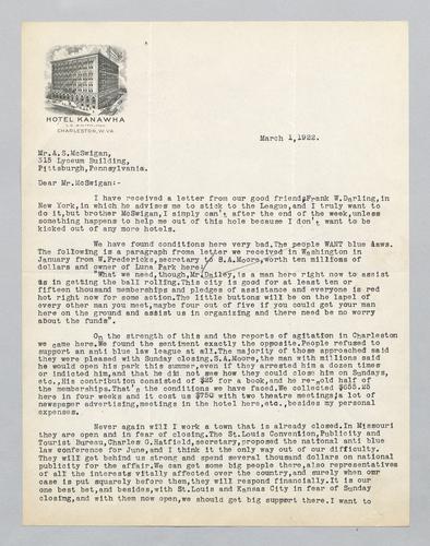 Letter from Anti-Blue Law League of America to Kennywood (2)