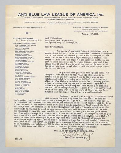 Letter from Anti-Blue Law League of America to Kennywood (3)