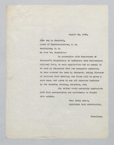Letter from Kennywood to Guy E. Campbell (2)