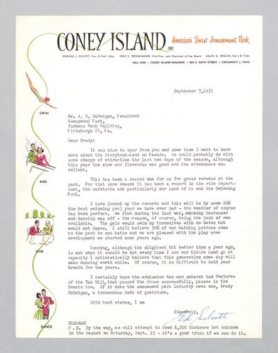 Letter from Coney Island, Inc. to Kennywood