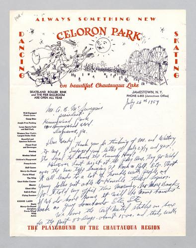Letter from Celoron Park to Kennywood