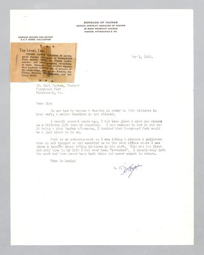 Letter from S.C.T. Dodd to Kennywood