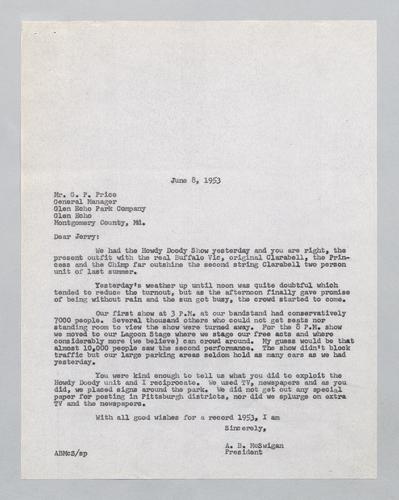 Letter from Kennywood to Glen Echo (2)
