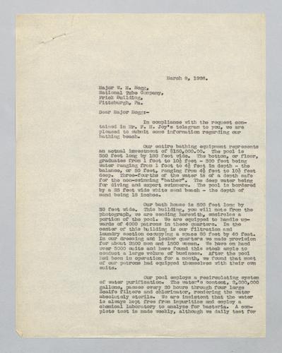 Letter from Kennywood to National Tube Co.