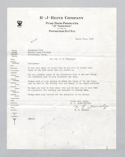 Letter from H.J. Heinz Company to Kennywood