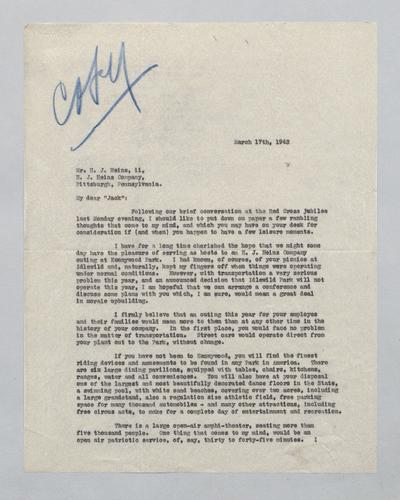 Letter from Kennywood to H.J. Heinz Company