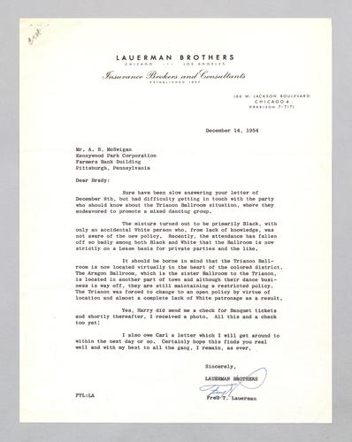 Reply from Lauerman Brothers Insurance to Kennywood
