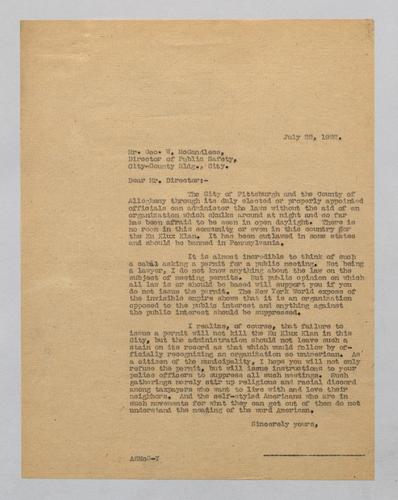 Letter from Kennywood to Director of Public Safety
