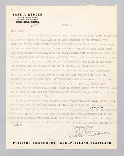 Letter from Playland Amusement Park to Kennywood