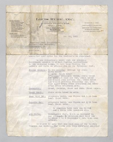Letter from Louis Ruhe to Kennywood