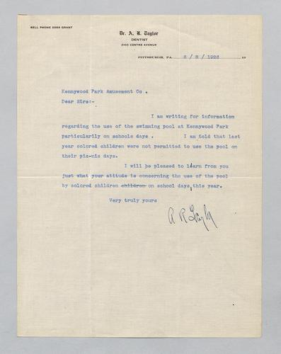 Letter from A.R. Taylor to Kennywood