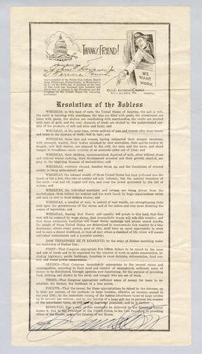 Resolution of the Jobless