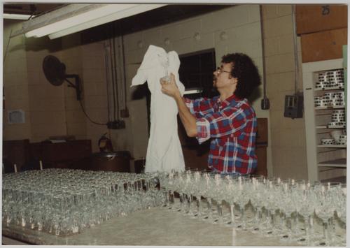 Lenox Employee Inspecting and Cleaning Stemware