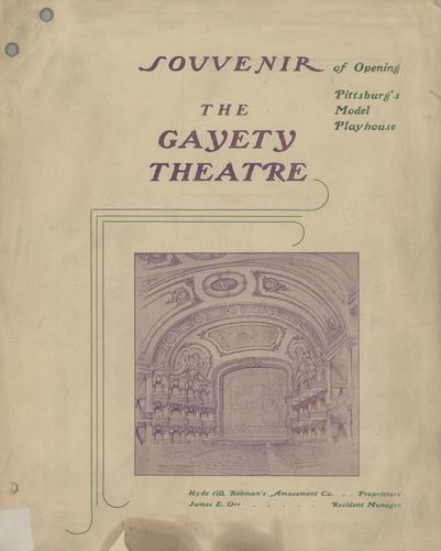 Theatre program - Way Down East first production at the Gayety