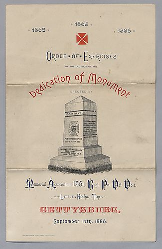 Program For The Dedication Of Monument In Memorial Of The 155th Regiment Of Pennsylvania