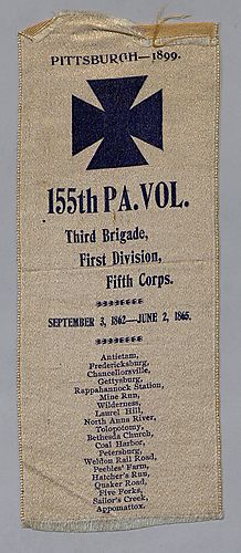 Badges Of Reunions Held For The 155th Regiment of Pennsylvania Volunteers