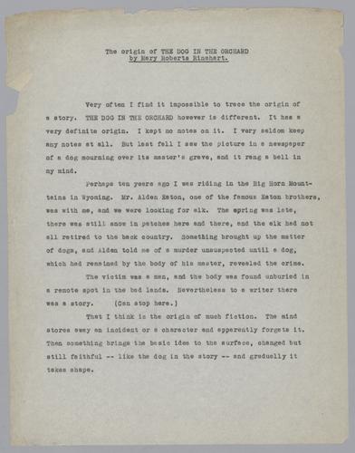 "The origin of 'The Dog in the Orchard'"