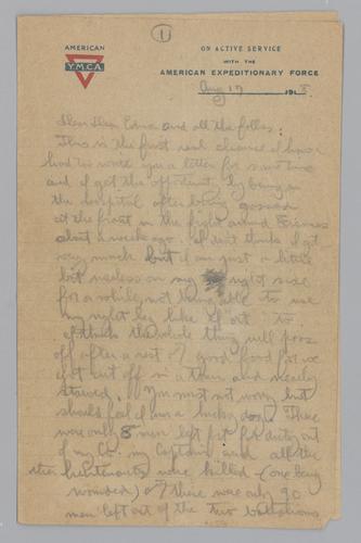 Toward the Flame: Original Handwritten Letter from Hervey Allen on Active Duty, Inspiration for Toward the Flame