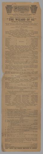 Theatre program - The Wizard of Oz