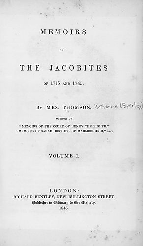 Memoirs of the Jacobites of 1715 and 1745