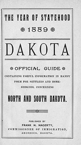 year of statehood, 1889, Dakota