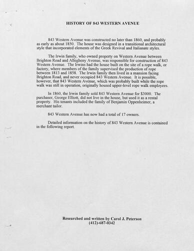 History of 843 Western Avenue