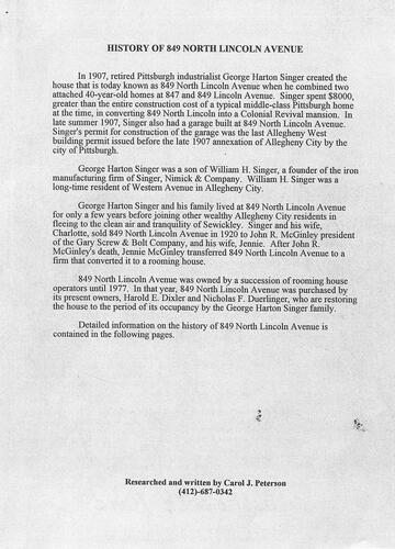 History of 849 North Lincoln Avenue
