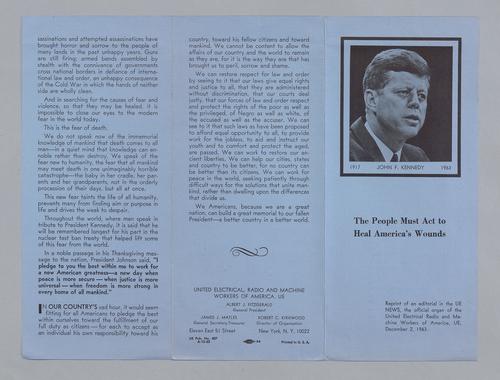 "The People Must Act to Heal America's Wounds" Pamphet