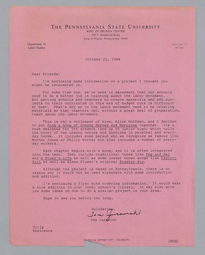 Pennsylvania State University Department of Labor Studies Mailing