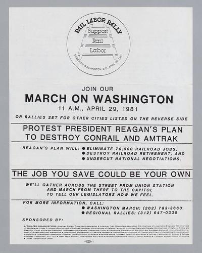 Rail Labor Rally March on Washington Flyer