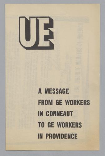 "UE - A Message From GE Workers in Conneaut to GE Workers in Providence"