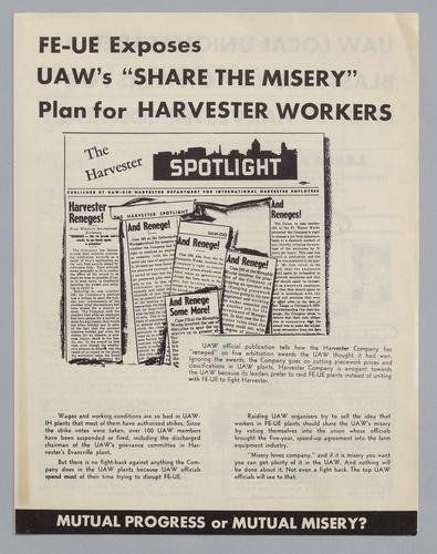 "FE-UE Exposes UAW's 'Share the Misery' Plan for Harvester Workers"