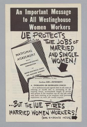 "An Important Message to All Westinghouse Women Workers" Pamphlet