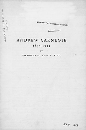 Andrew Carnegie, 1835-1935