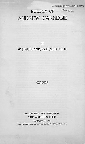 Eulogy of Andrew Carnegie