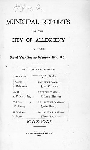 Municipal reports of the City of Allegheny for the fiscal year ending
