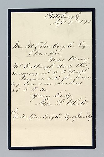 George White to William M. Darlington
