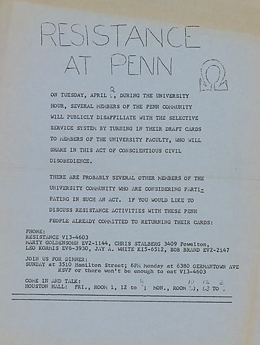 "Resistance At Penn" Flyer