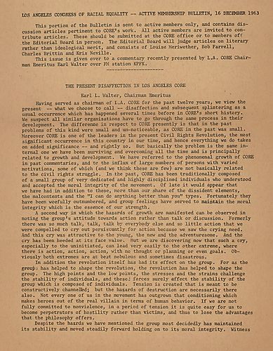 Los Angeles Congress of Racial Equality Active membership Bulletin