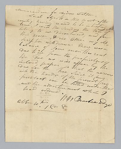 H. H. Brackenridge Memorandum to Andrew Watson