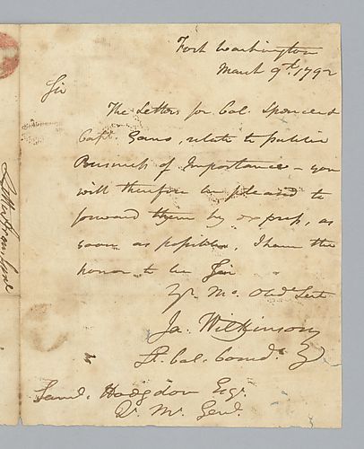 James Wilkinson to Samuel Hodgdon