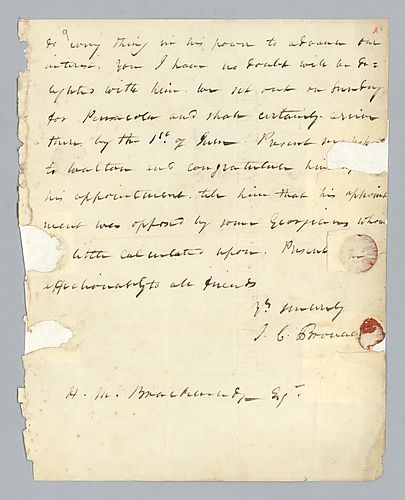 James C. Bronaugh to H. M. Brackenridge (LB# 09)