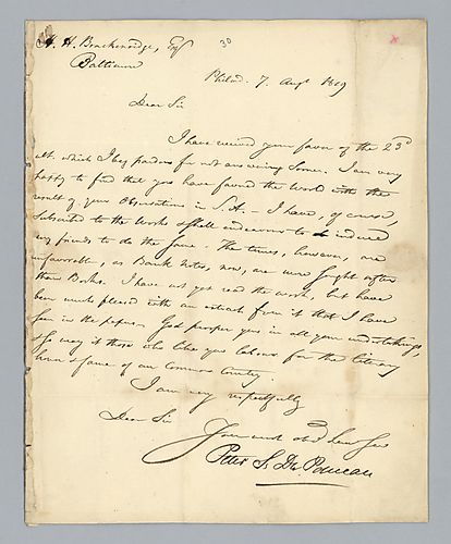 Peter Stephen DuPonceau to H. M. Brackenridge (LB# 30)