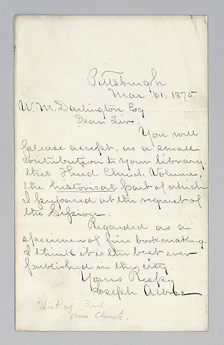 Joseph Albree to William M. Darlington