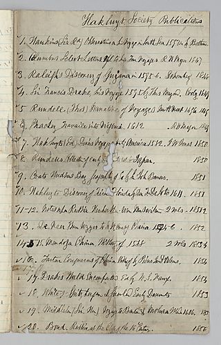 List of Hakluyt Society Publications, undated