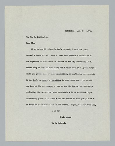 Transcripts of Ettwein's diary
